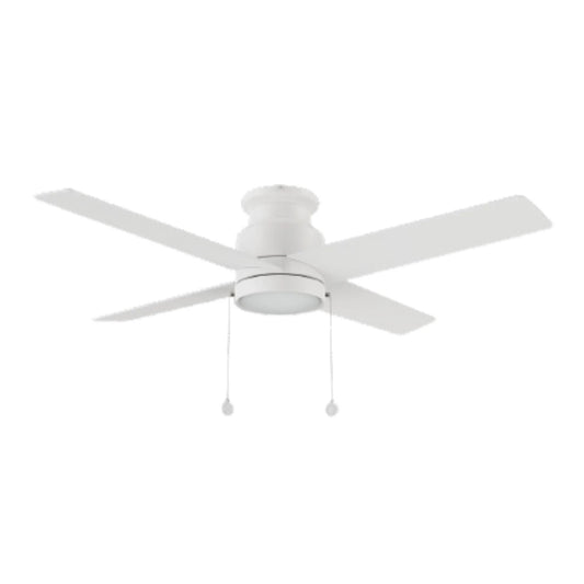 Carro Ascott 52in Flush Mount Ceiling Fan | White Plywood Blades and Integrated LED | Living Room & Bedroom | 52 x 52 x 11.4 | Model CFP524E5-L12-W1-1-FM