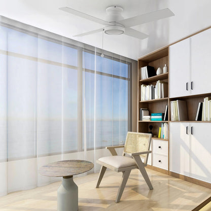 Carro Ascott 52in Flush Mount Ceiling Fan | White Plywood Blades and Integrated LED | Living Room & Bedroom | 52 x 52 x 11.4 | Model CFP524E5-L12-W1-1-FM