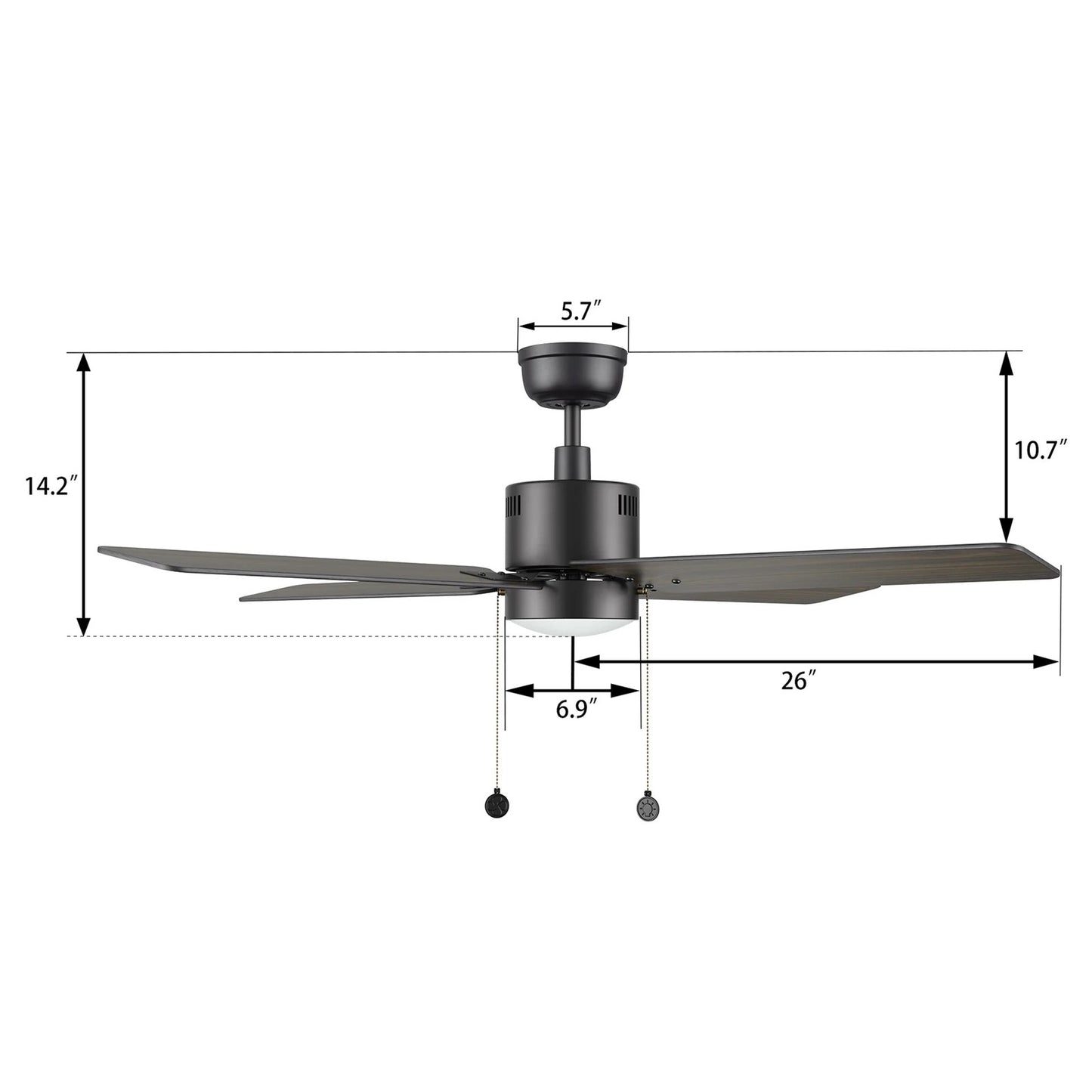 Carro Apex 52in 4-Blade Ceiling Fan | Black Plywood Blades and Integrated LED | Living Room & Bedroom | 52 x 52 x 14.2 in | Model CFP524E5-L22-B2-1