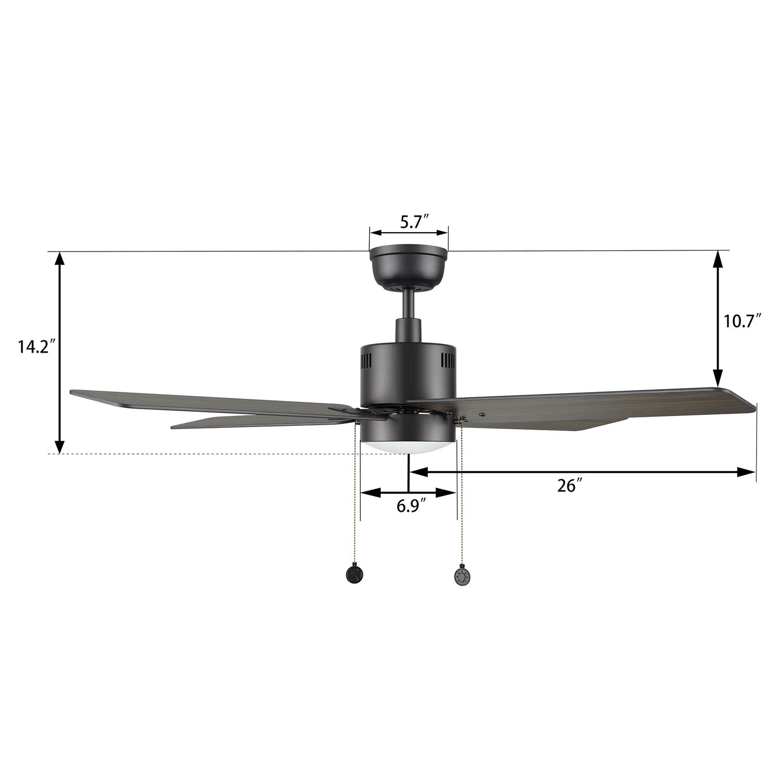 Carro Apex 52in 4-Blade Ceiling Fan | Black Plywood Blades and Integrated LED | Living Room & Bedroom | 52 x 52 x 14.2 in | Model CFP524E5-L22-B2-1