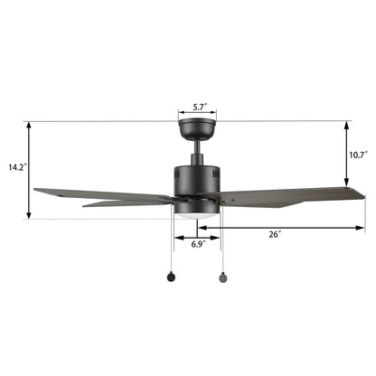 Carro Apex 52in 4-Blade Ceiling Fan | Black Plywood Blades and Integrated LED | Living Room & Bedroom | 52 x 52 x 14.2 in | Model CFP524E5-L22-B2-1