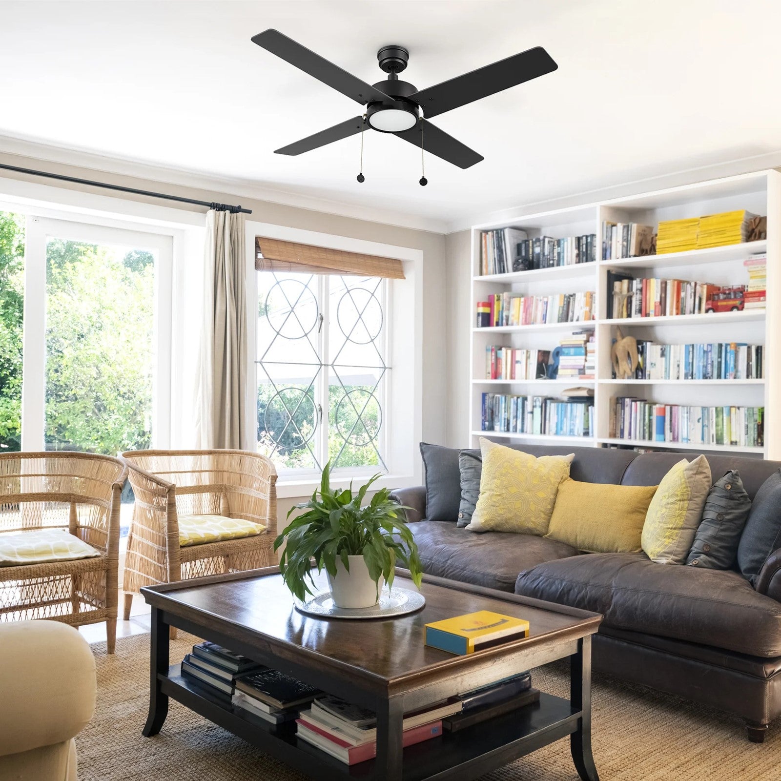 Carro Vink 52in 4-Blade Ceiling Fan | Black Plywood Blades and Integrated LED | Living Room & Bedroom | 52 x 52 x 14 in | Model CFP524E5-L31-B2-1