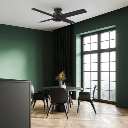 Carro Ascott 52in 4-Blade Flush Mount Ceiling Fan | Black Plywood Blades | Low Ceilings & Bedrooms | 52 x 52 x 11 in | Model CFP524E5-N10-B2-1-FM