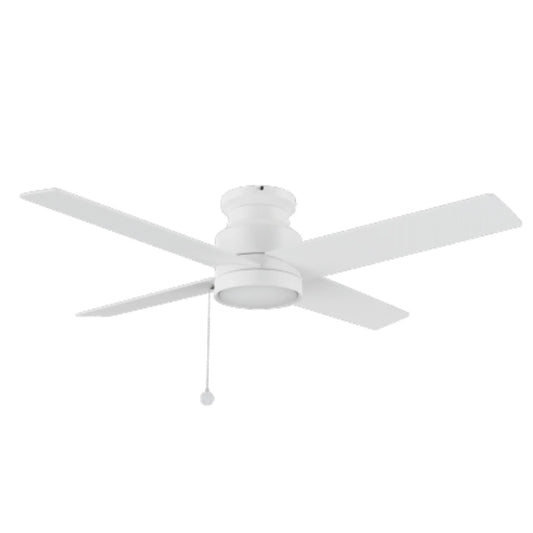 Carro Ascott 52in 4-Blade Flush Mount Ceiling Fan | White Finish and Plywood Blades | Low Ceiling Rooms & Bedrooms | 52 x 52 | Model CFP524E5-N10-W1-1-FM