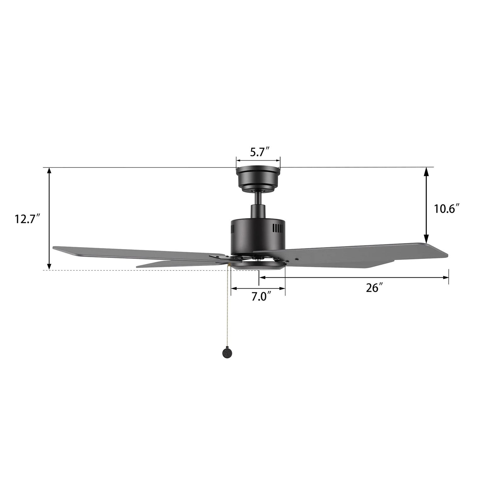 Carro Apex 52in 4-Blade Ceiling Fan | Modern Black Finish and Plywood Blades | Living Room & Bedroom | 52 x 52 x 12.7 in | Model CFP524E5-N20-B2-1