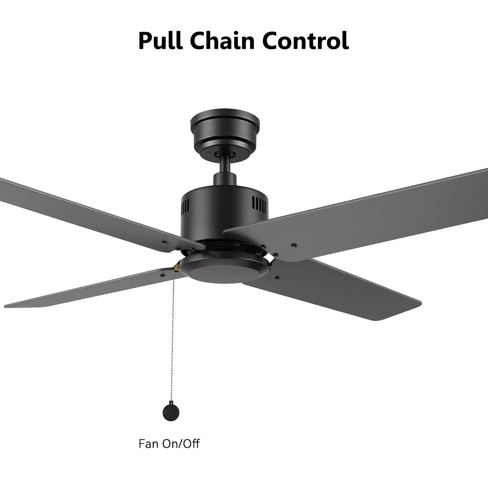 Carro Apex 52in 4-Blade Ceiling Fan | Modern Black Finish and Plywood Blades | Living Room & Bedroom | 52 x 52 x 12.7 in | Model CFP524E5-N20-B2-1