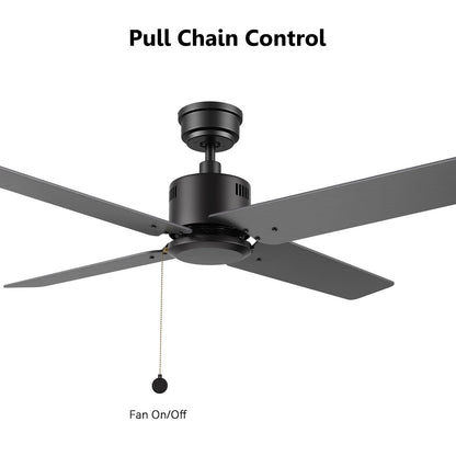 Carro Apex 52in 4-Blade Ceiling Fan | Modern Black Finish and Plywood Blades | Living Room & Bedroom | 52 x 52 x 12.7 in | Model CFP524E5-N20-B2-1