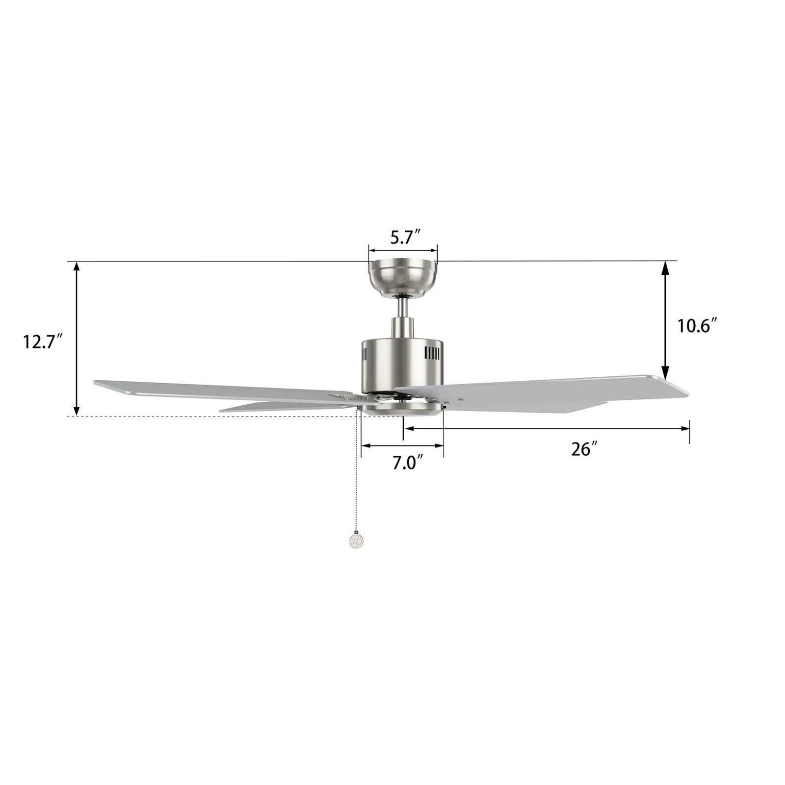 Carro Apex 52in 4-Blade Ceiling Fan | Modern Brushed Nickel Finish and Plywood Blades | Living Room & Bedroom | 52 x 52 x 12.7 in | Model CFP524E5-N20-SJ-1