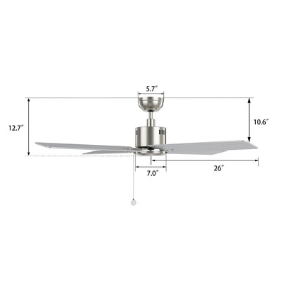 Carro Apex 52in 4-Blade Ceiling Fan | Modern Brushed Nickel Finish and Plywood Blades | Living Room & Bedroom | 52 x 52 x 12.7 in | Model CFP524E5-N20-SJ-1
