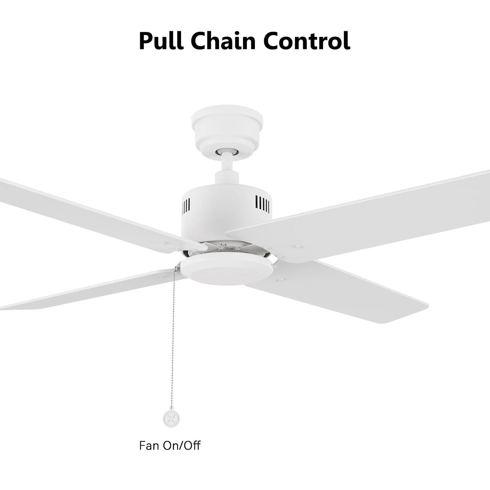 Carro Apex 52in 4-Blade Ceiling Fan | Modern White Finish and Plywood Blades | Living Room & Bedroom | 52 x 52 x 12.7 in | Model CFP524E5-N20-W1-1