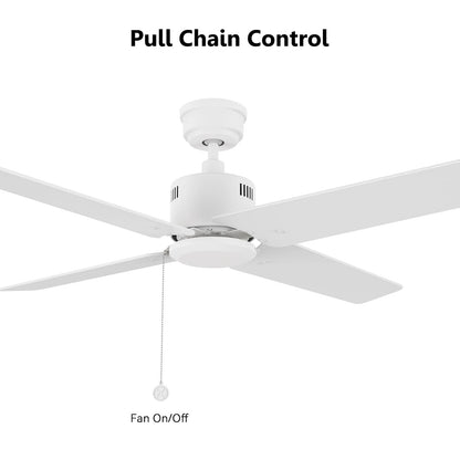 Carro Apex 52in 4-Blade Ceiling Fan | Modern White Finish and Plywood Blades | Living Room & Bedroom | 52 x 52 x 12.7 in | Model CFP524E5-N20-W1-1