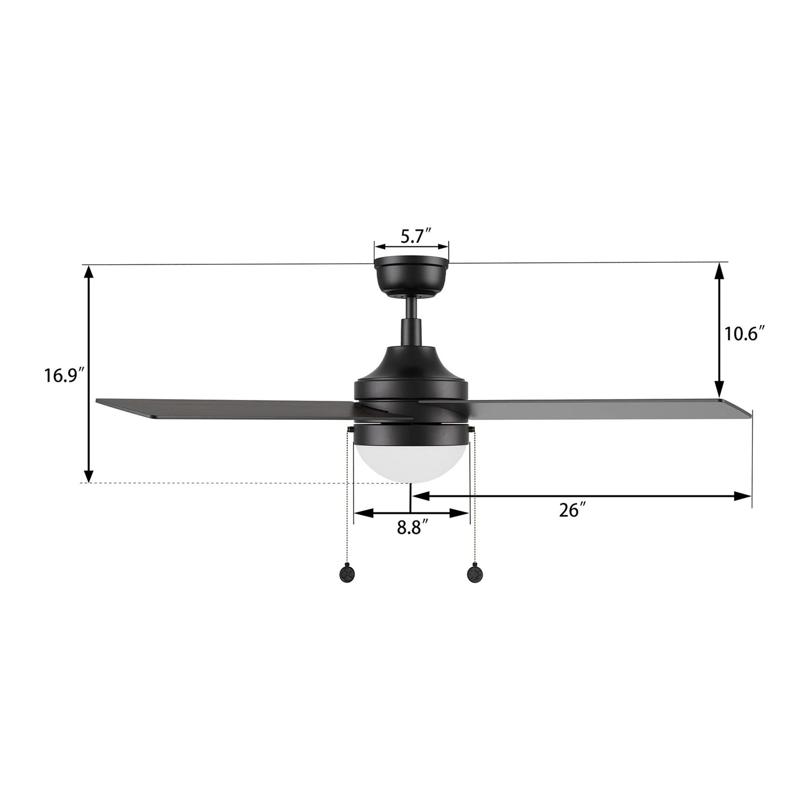 Carro Malta 52in 4-Blade Ceiling Fan with LED Light | Modern Black Finish and Plywood Blades | Living Room & Bedroom | 52 x 52 x | Model CFP524E6-L12-B2-1