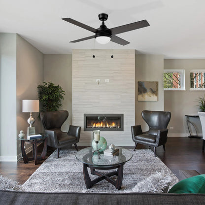 Carro Malta 52in 4-Blade Ceiling Fan with LED Light | Modern Black Finish and Plywood Blades | Living Room & Bedroom | 52 x 52 x | Model CFP524E6-L12-B2-1