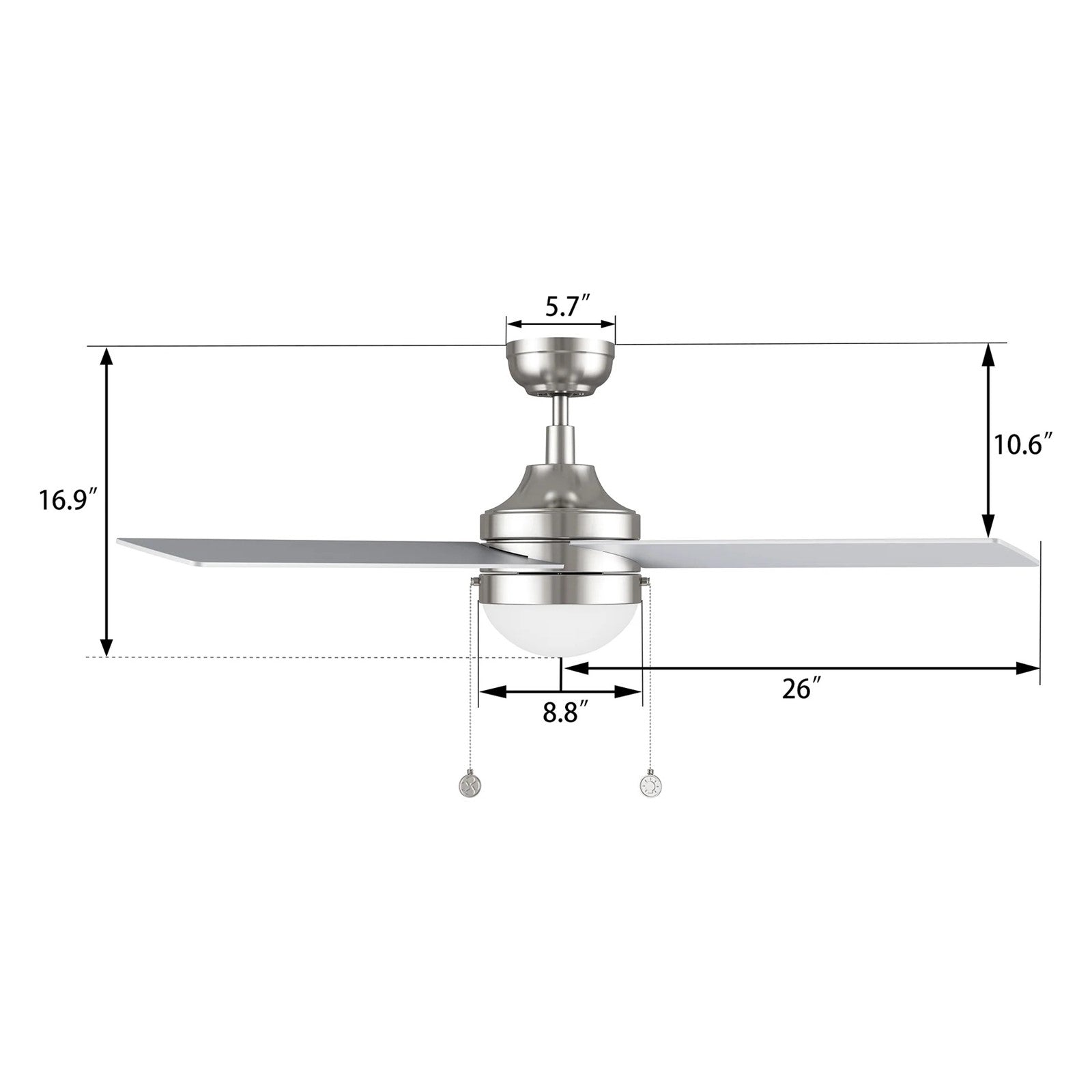 Carro Malta 52in 4-Blade Ceiling Fan | Brushed Nickel Plywood Blades and Integrated 3500K LED | Living Room & Bedroom | 16.9 x | Model CFP524E6-L12-SJ-1