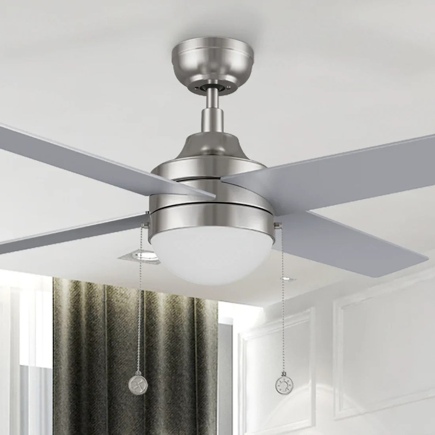 Carro Malta 52in 4-Blade Ceiling Fan | Brushed Nickel Plywood Blades and Integrated 3500K LED | Living Room & Bedroom | 16.9 x | Model CFP524E6-L12-SJ-1