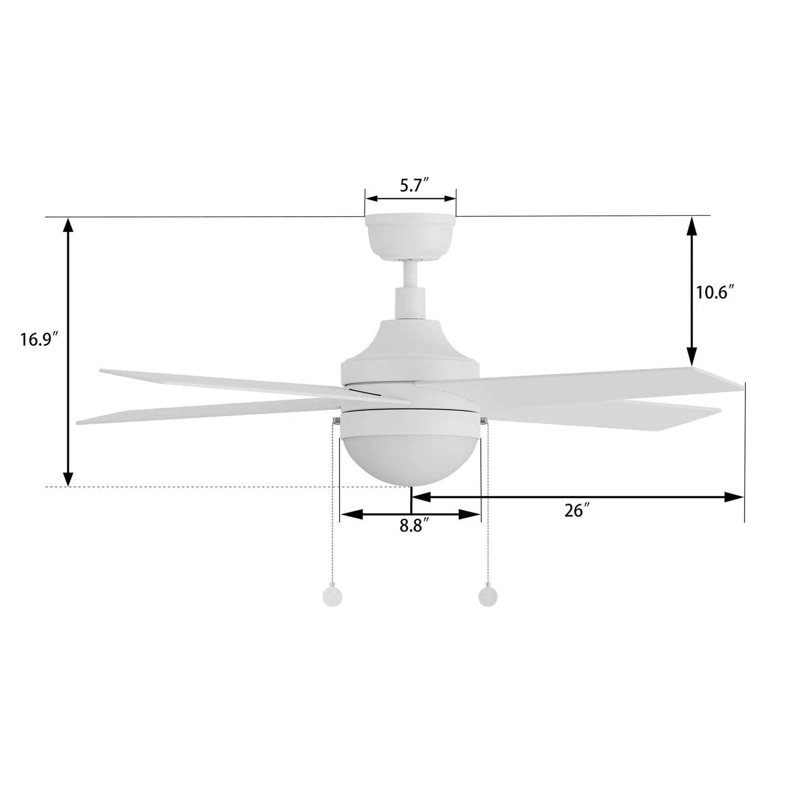 Carro Malta 52in 4-Blade Ceiling Fan | White Plywood Blades and Integrated 3500K LED | Living Room & Bedroom | 16.9 x 52 x 52 in | Model CFP524E6-L12-W1-1
