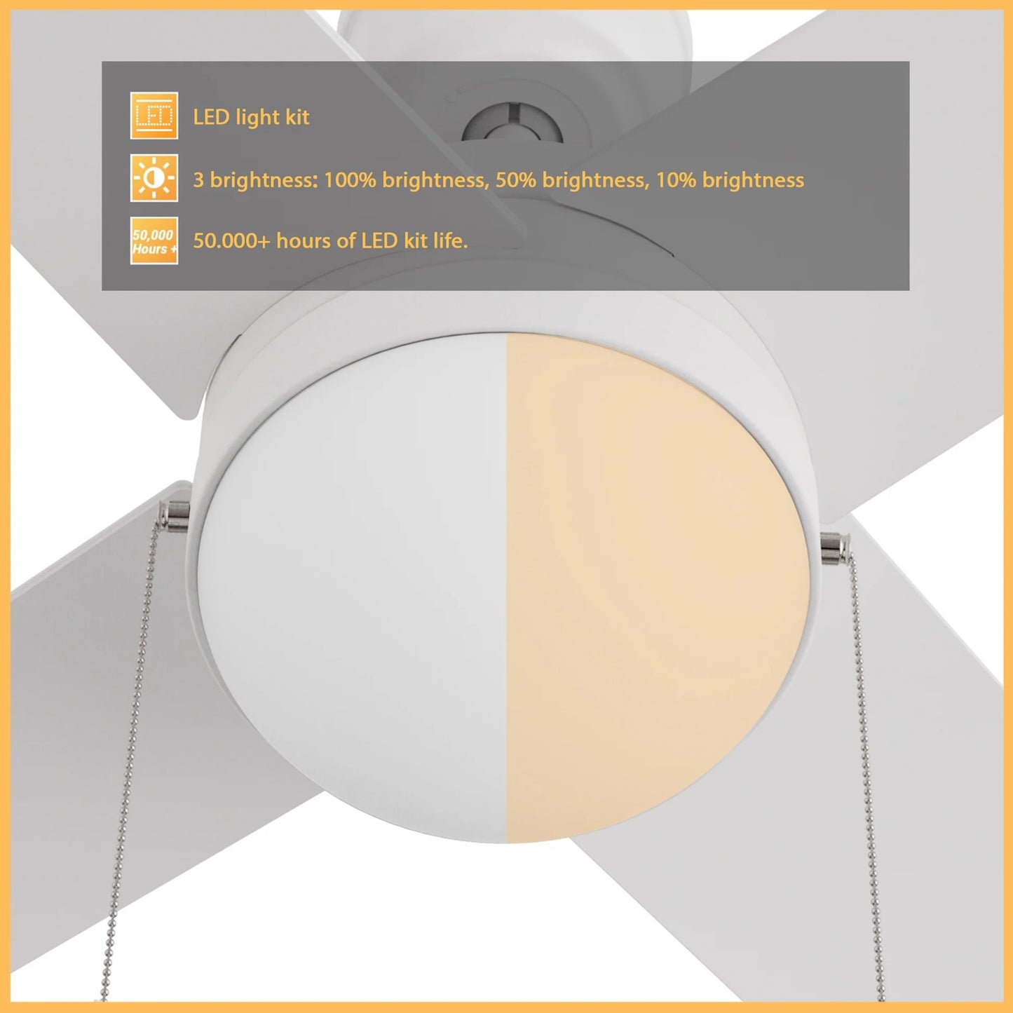 Carro Malta 52in 4-Blade Ceiling Fan | White Plywood Blades and Integrated 3500K LED | Living Room & Bedroom | 16.9 x 52 x 52 in | Model CFP524E6-L12-W1-1