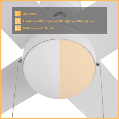 Carro Malta 52in 4-Blade Ceiling Fan | White Plywood Blades and Integrated 3500K LED | Living Room & Bedroom | 16.9 x 52 x 52 in | Model CFP524E6-L12-W1-1