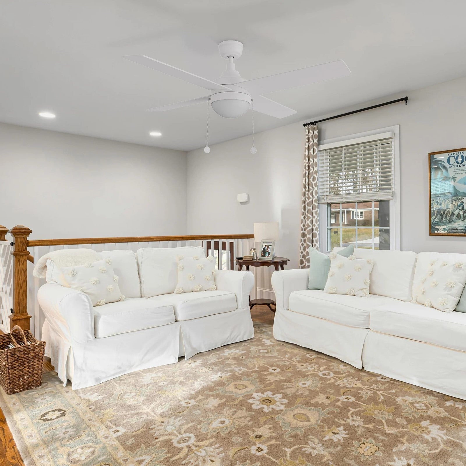 Carro Malta 52in 4-Blade Ceiling Fan | White Plywood Blades and Integrated 3500K LED | Living Room & Bedroom | 16.9 x 52 x 52 in | Model CFP524E6-L12-W1-1