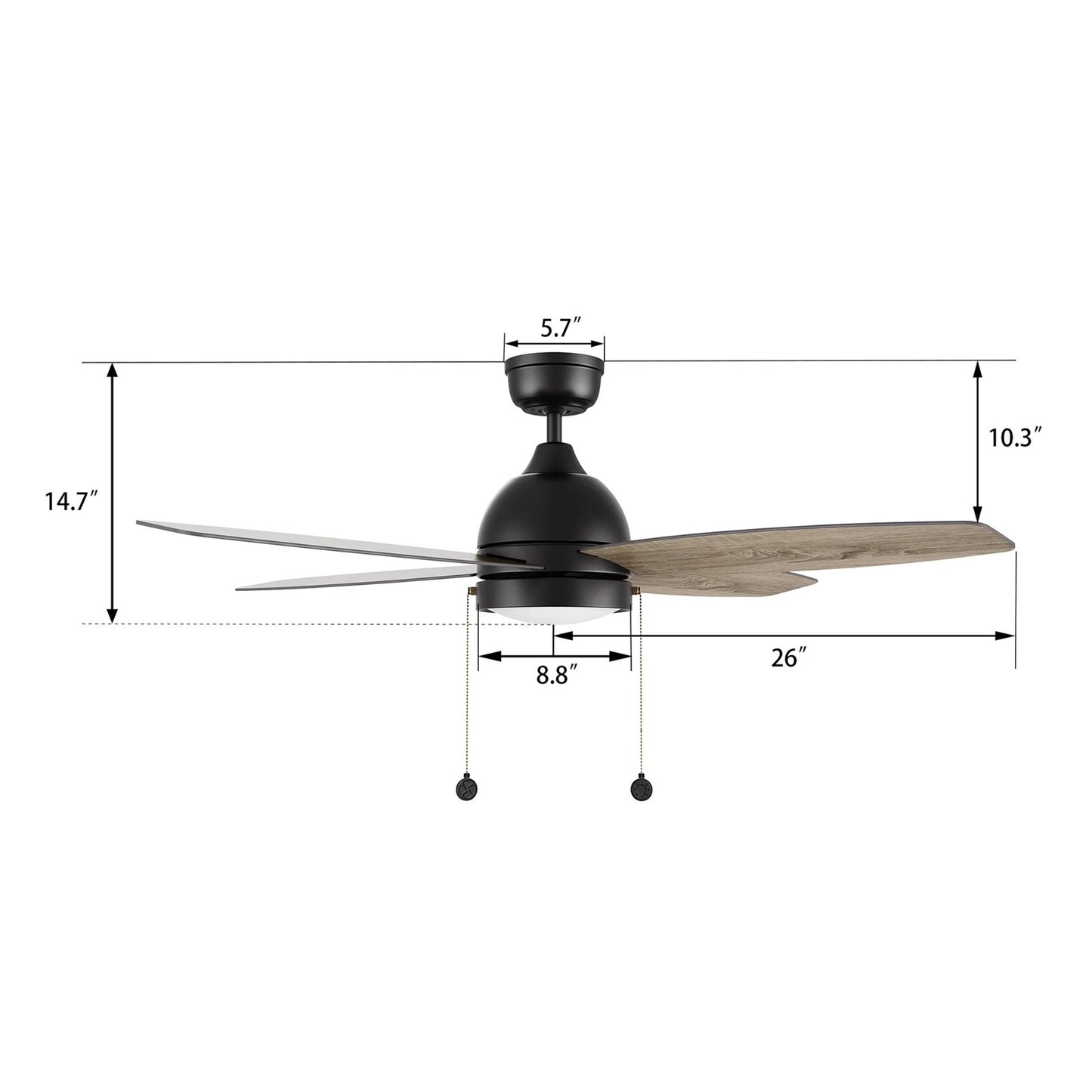 Carro Greenwood 52in 4-Blade Ceiling Fan | Black Plywood Blades and Integrated 3500K LED | Living Room & Bedroom | 15.6 x 52 x | Model CFP524Q5-L11-BG-1