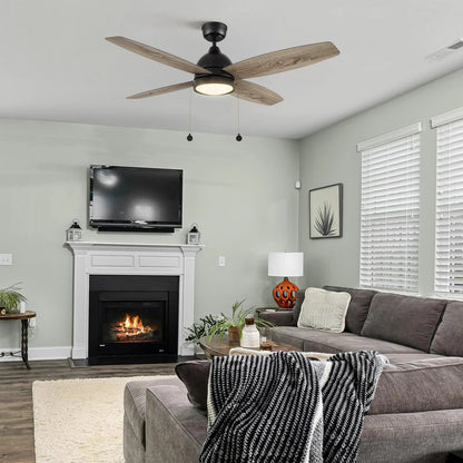 Carro Greenwood 52in 4-Blade Ceiling Fan | Black Plywood Blades and Integrated 3500K LED | Living Room & Bedroom | 15.6 x 52 x | Model CFP524Q5-L11-BG-1