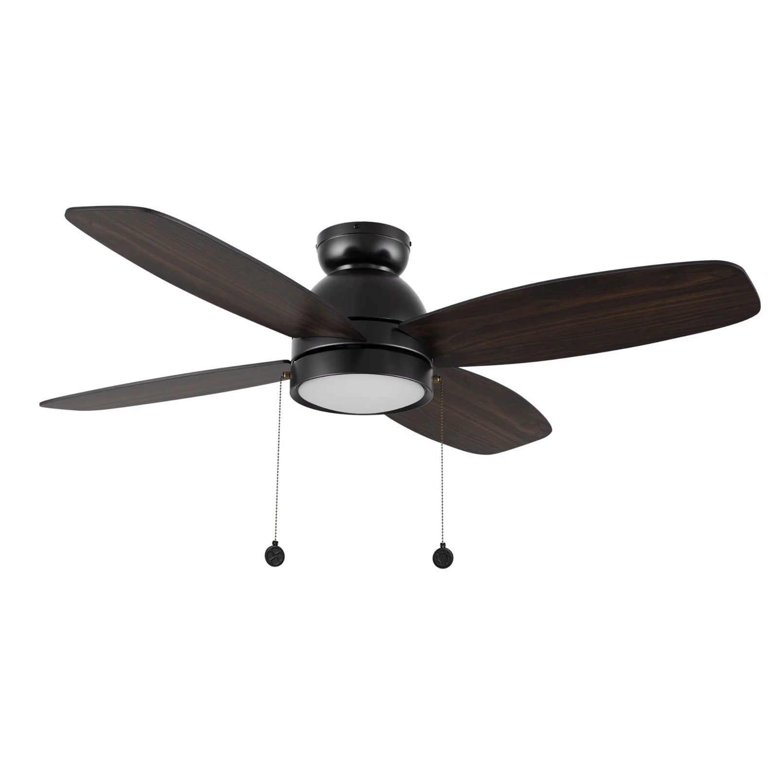Carro Greenwood 52in 4-Blade Flush Mount Ceiling Fan | Black Plywood Blades and Integrated 3500K LED | Low Ceiling & Bedroom | Model CFP524Q5-L11-BG-1-FM