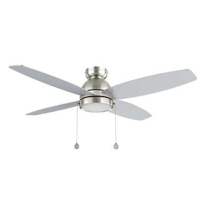 Carro Greenwood 52in 4-Blade Flush Mount Ceiling Fan | Brushed Nickel Plywood Blades and Integrated LED | Living Room & Great | Model CFP524Q5-L11-SJ-1-FM
