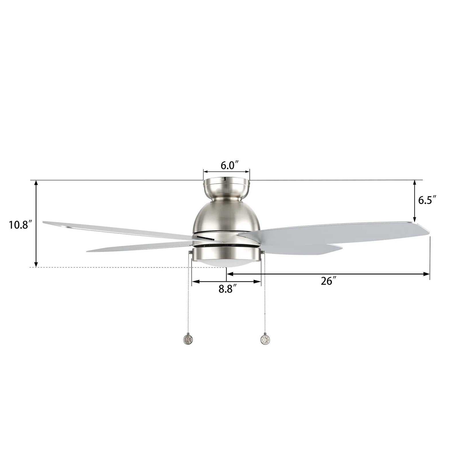 Carro Greenwood 52in 4-Blade Flush Mount Ceiling Fan | Brushed Nickel Plywood Blades and Integrated LED | Living Room & Great | Model CFP524Q5-L11-SJ-1-FM