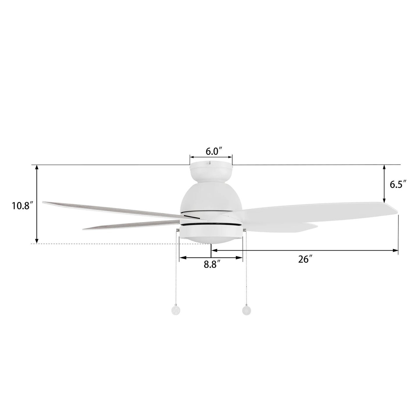 Carro Greenwood 52in 4-Blade Flush Mount Ceiling Fan | White Plywood Blades and Integrated LED | Living Room & Great Room | Model CFP524Q5-L11-WP-1-FM