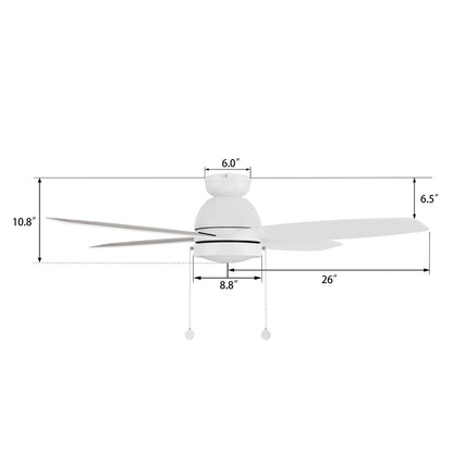 Carro Greenwood 52in 4-Blade Flush Mount Ceiling Fan | White Plywood Blades and Integrated LED | Living Room & Great Room | Model CFP524Q5-L11-WP-1-FM