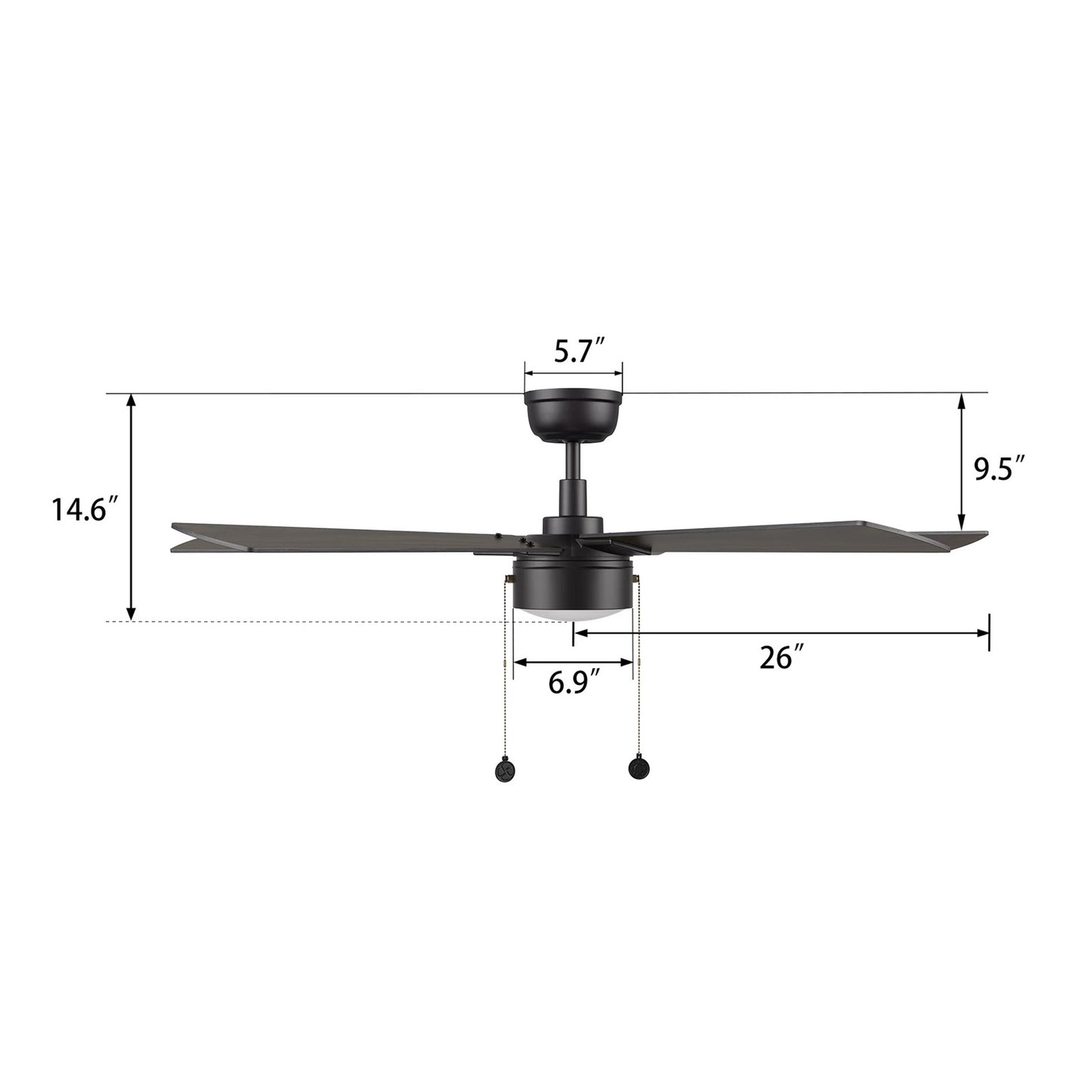 Carro Ryker 52in 5-Blade Ceiling Fan | Black Barnwood Plywood Blades and Integrated LED | Indoor Living Room & Bedroom | 52 x 52 | Model CFP525B5-L11-BG-1
