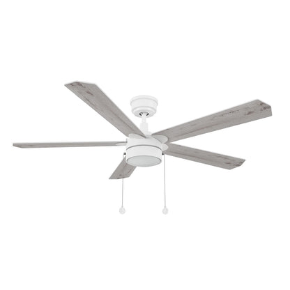 Carro Ryker 52in 5-Blade Ceiling Fan | White Whitewashed Plywood Blades and Integrated LED | Indoor Living Room & Bedroom | 52 x | Model CFP525B5-L11-SJ-1