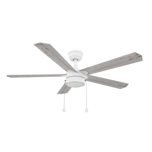 Carro Ryker 52in 5-Blade Ceiling Fan | White Whitewashed Plywood Blades and Integrated LED | Indoor Living Room & Bedroom | 52 x | Model CFP525B5-L11-SJ-1