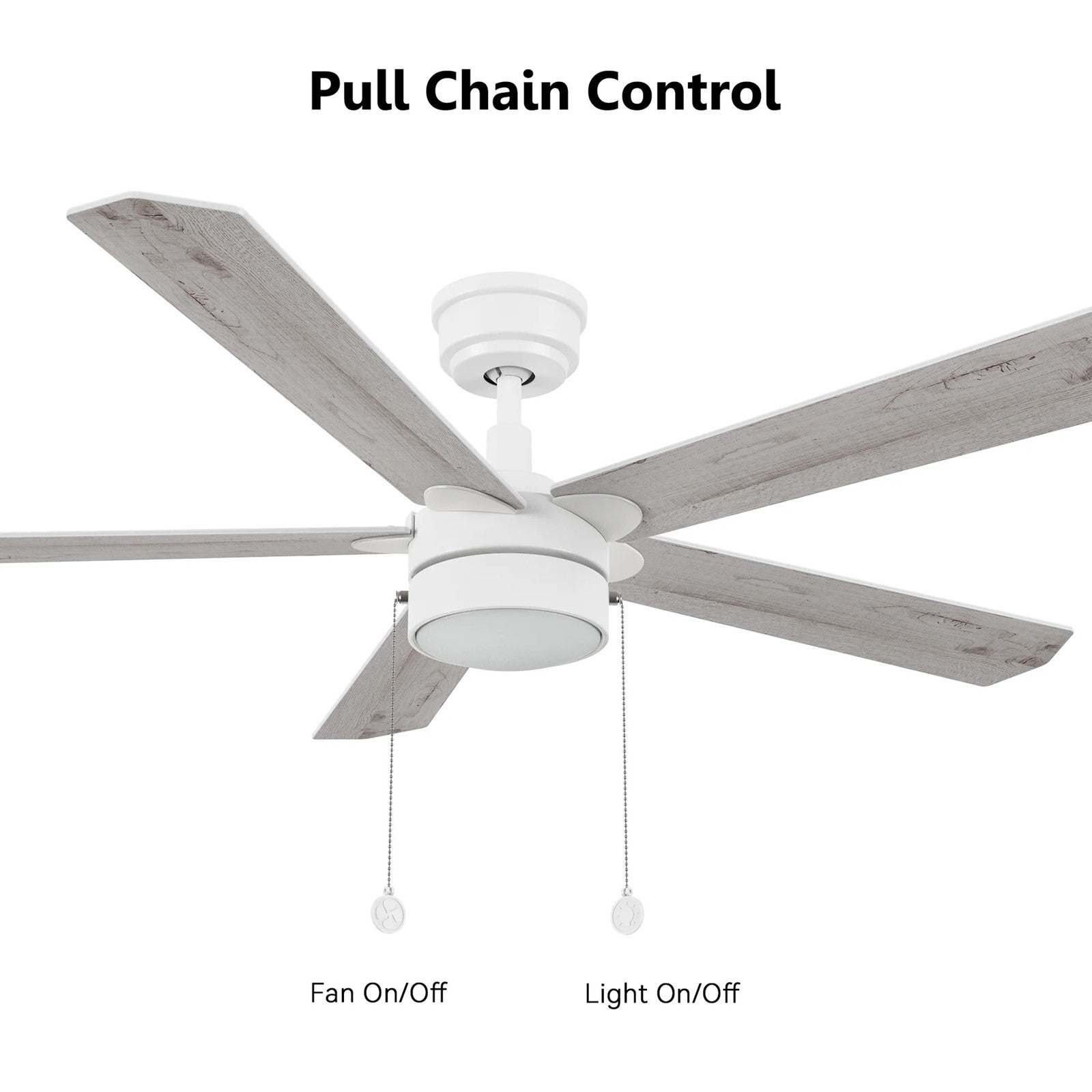 Carro Ryker 52in 5-Blade Ceiling Fan | White Whitewashed Plywood Blades and Integrated LED | Indoor Living Room & Bedroom | 52 x | Model CFP525B5-L11-SJ-1