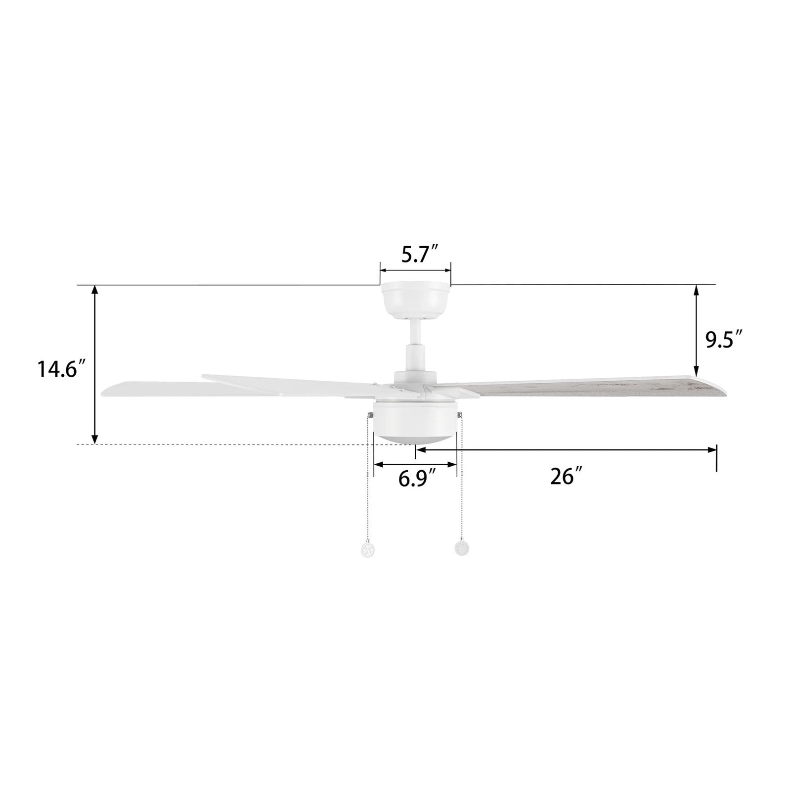 Carro Ryker 52in 5-Blade Ceiling Fan | White Whitewashed Plywood Blades and Integrated LED | Indoor Living Room & Bedroom | 52 x | Model CFP525B5-L11-WP-1