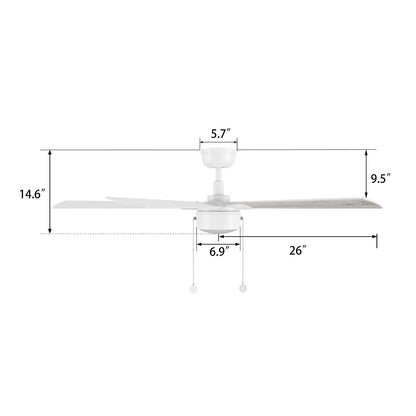 Carro Ryker 52in 5-Blade Ceiling Fan | White Whitewashed Plywood Blades and Integrated LED | Indoor Living Room & Bedroom | 52 x | Model CFP525B5-L11-WP-1