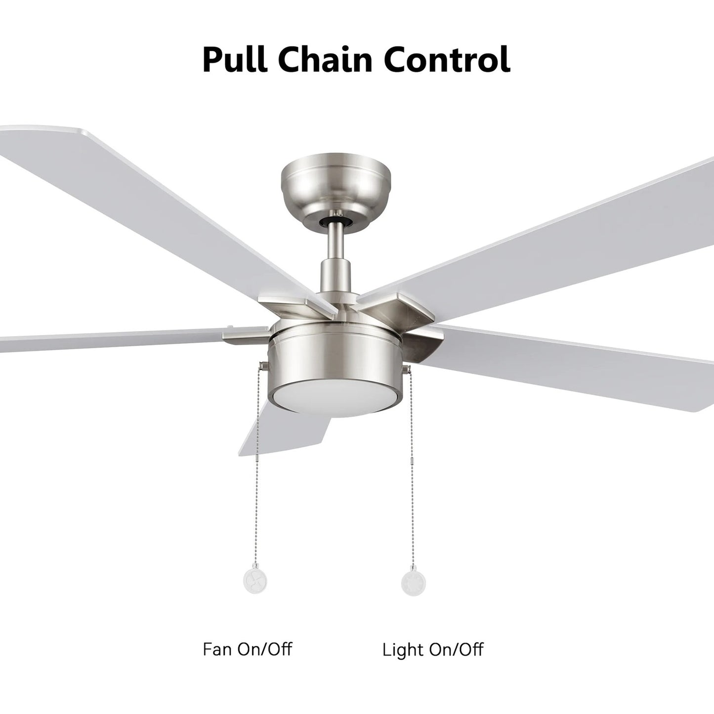 Carro Ryker 52in 5-Blade Ceiling Fan | White Whitewashed Plywood Blades and Integrated LED | Indoor Living Room & Bedroom | 52 x | Model CFP525B5-L11-WP-1
