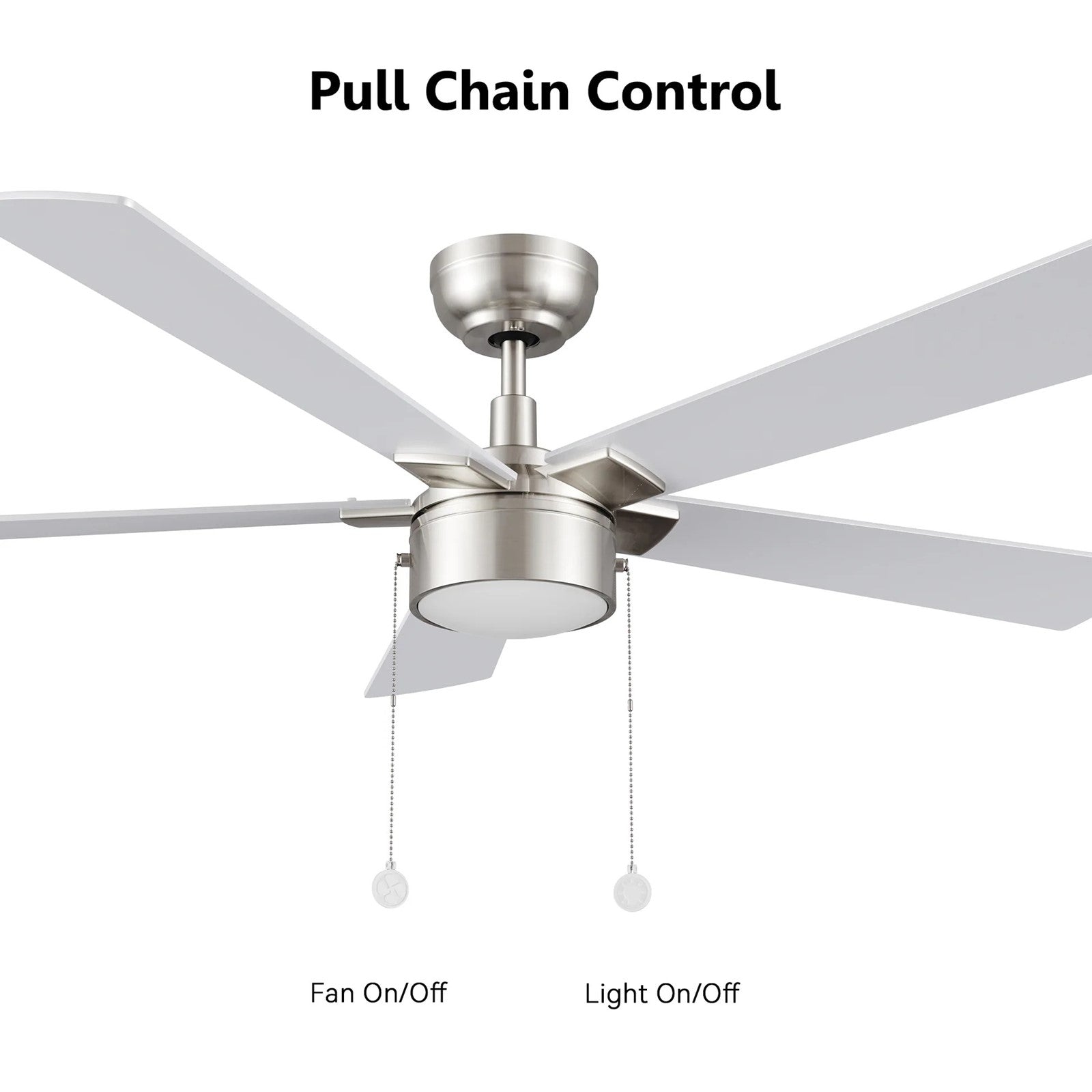 Carro Ryker 52in 5-Blade Ceiling Fan | White Whitewashed Plywood Blades and Integrated LED | Indoor Living Room & Bedroom | 52 x | Model CFP525B5-L11-WP-1