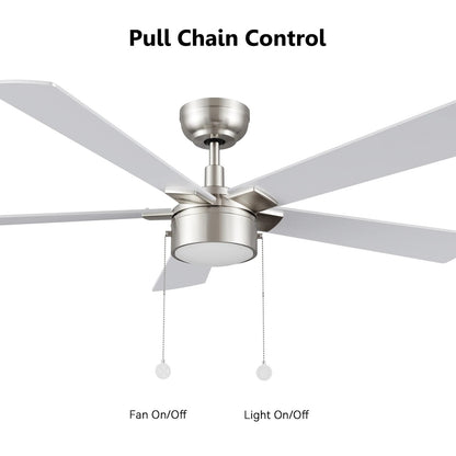 Carro Ryker 52in 5-Blade Ceiling Fan | White Whitewashed Plywood Blades and Integrated LED | Indoor Living Room & Bedroom | 52 x | Model CFP525B5-L11-WP-1