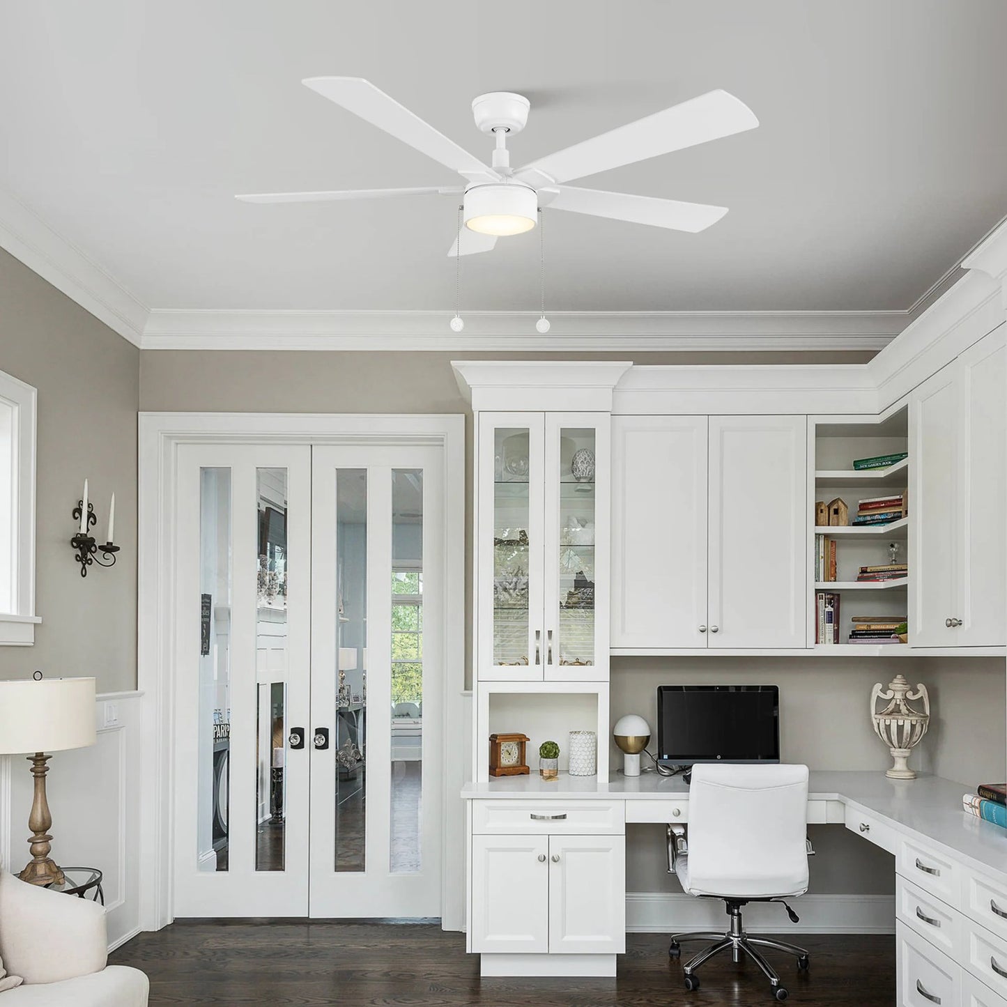 Carro Ryker 52in 5-Blade Ceiling Fan | White Whitewashed Plywood Blades and Integrated LED | Indoor Living Room & Bedroom | 52 x | Model CFP525B5-L11-WP-1