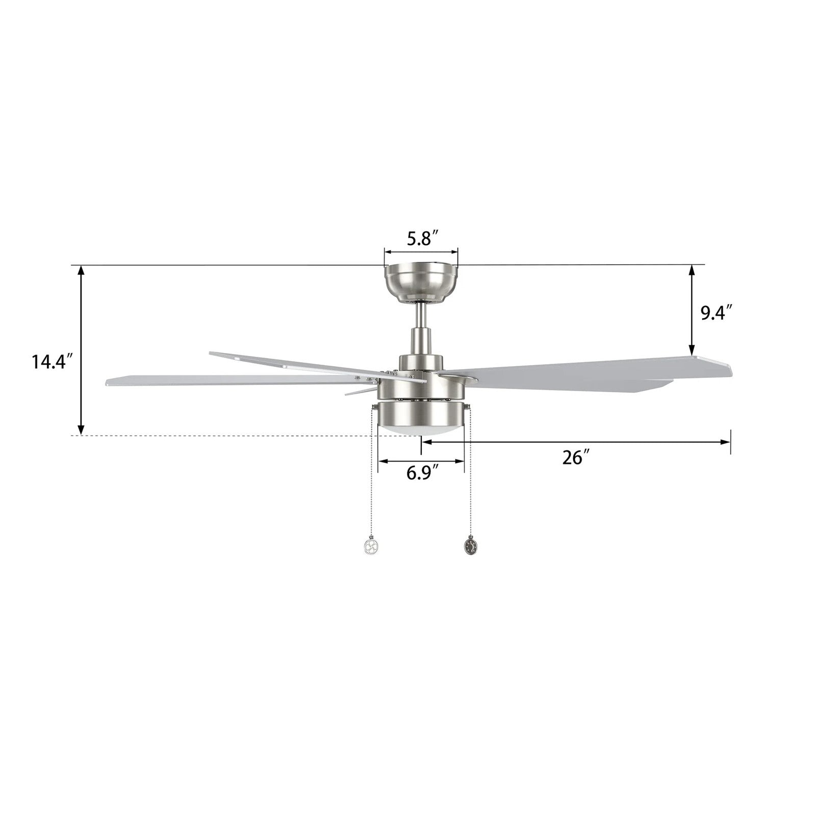 Carro Valencia 52in 5-Blade Ceiling Fan | Brushed Nickel Plywood Blades | Living Room & Bedroom | 52 x 52 x 14.6 in | Model CFP525E2-L11-WP-1