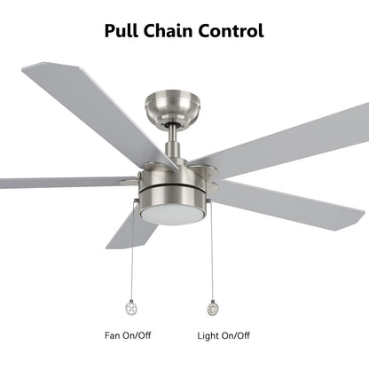 Carro Valencia 52in 5-Blade Ceiling Fan | Brushed Nickel Plywood Blades | Living Room & Bedroom | 52 x 52 x 14.6 in | Model CFP525E2-L11-WP-1
