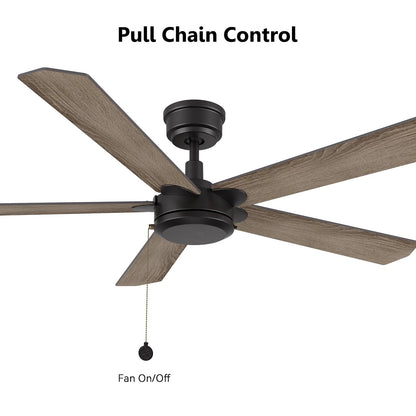 Carro Valencia 52in 5-Blade Ceiling Fan | Black Barnwood Plywood Blades | Living Room & Bedroom | 52 x 52 x 11.8 in | Model CFP525E2-N10-BG-1
