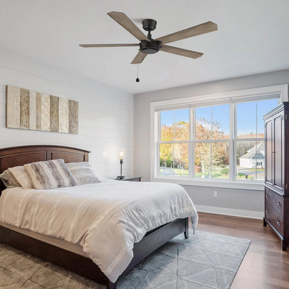 Carro Valencia 52in 5-Blade Ceiling Fan | Black Barnwood Plywood Blades | Living Room & Bedroom | 52 x 52 x 11.8 in | Model CFP525E2-N10-BG-1
