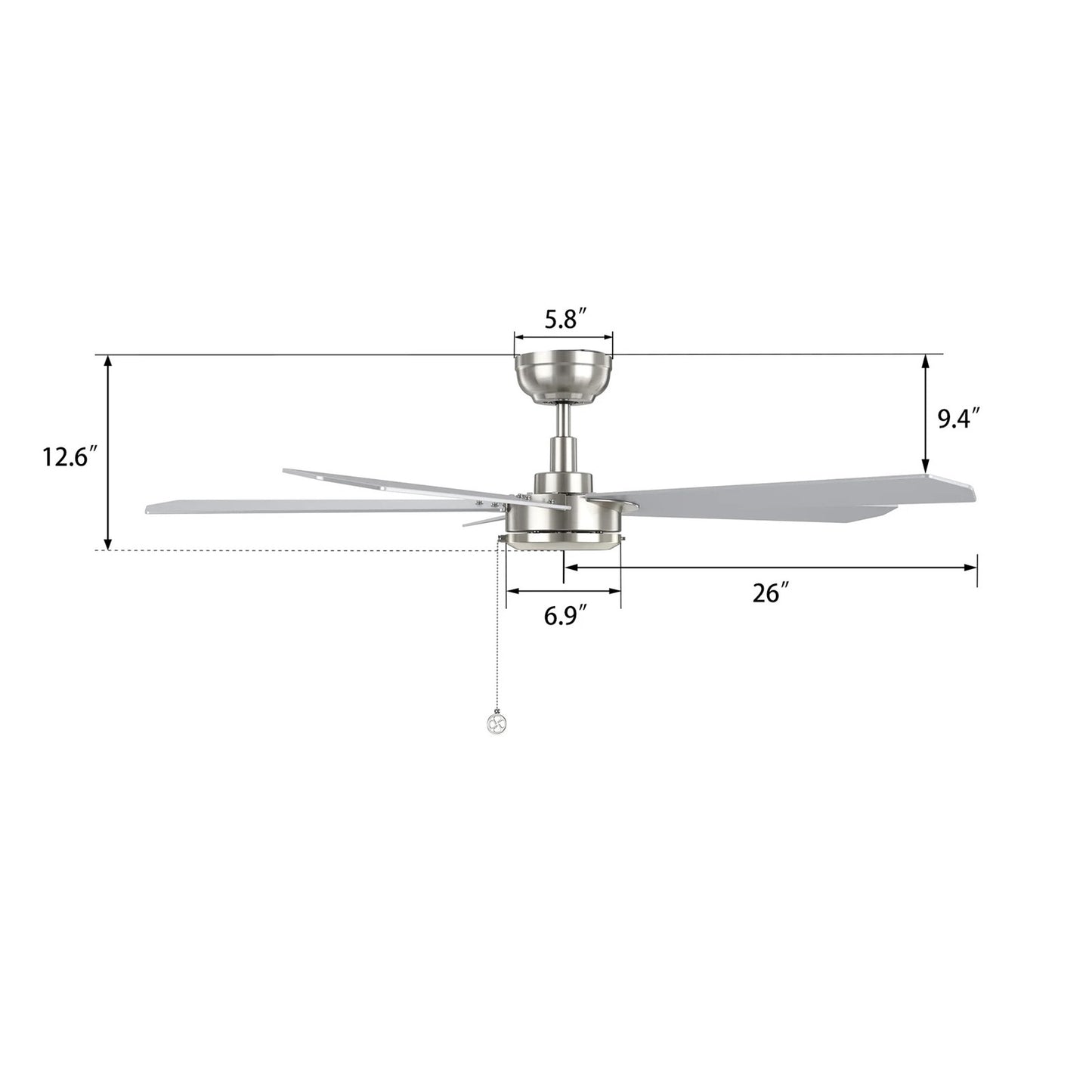 Carro Valencia 52in 5-Blade Ceiling Fan | Brushed Nickel Plywood Blades | Living Room & Bedroom | 52 x 52 x 11.8 in | Model CFP525E2-N10-SJ-1