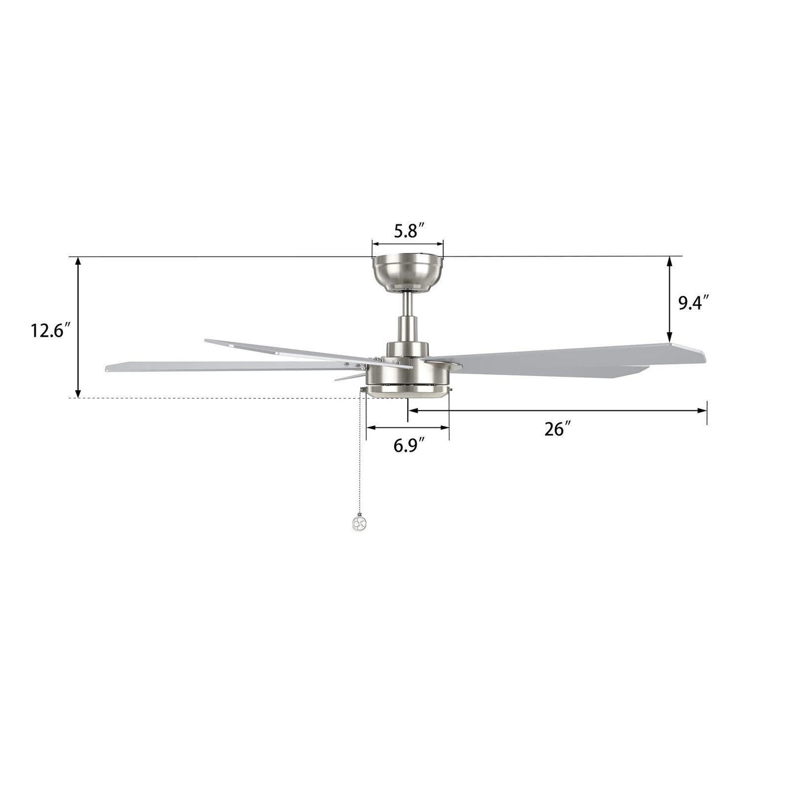 Carro Valencia 52in 5-Blade Ceiling Fan | Brushed Nickel Plywood Blades | Living Room & Bedroom | 52 x 52 x 11.8 in | Model CFP525E2-N10-SJ-1
