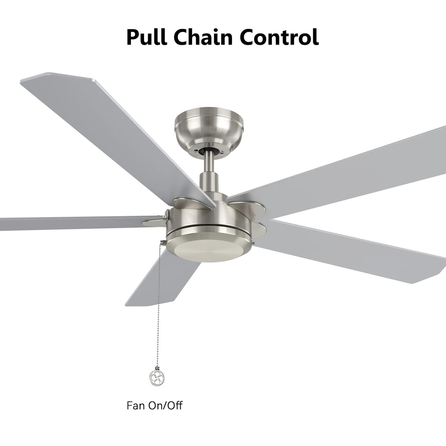 Carro Valencia 52in 5-Blade Ceiling Fan | Brushed Nickel Plywood Blades | Living Room & Bedroom | 52 x 52 x 11.8 in | Model CFP525E2-N10-SJ-1