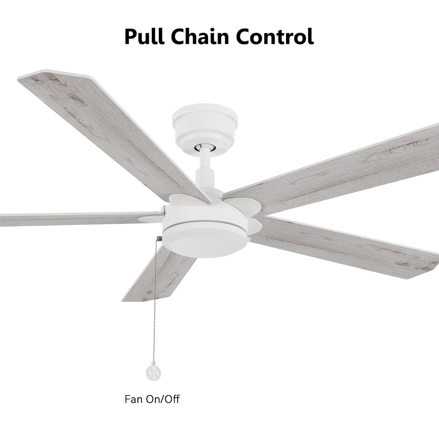 Carro Valencia 52in 5-Blade Ceiling Fan | White Whitewashed Plywood Blades | Living Room & Bedroom | 52 x 52 x 11.8 in | Model CFP525E2-N10-WP-1