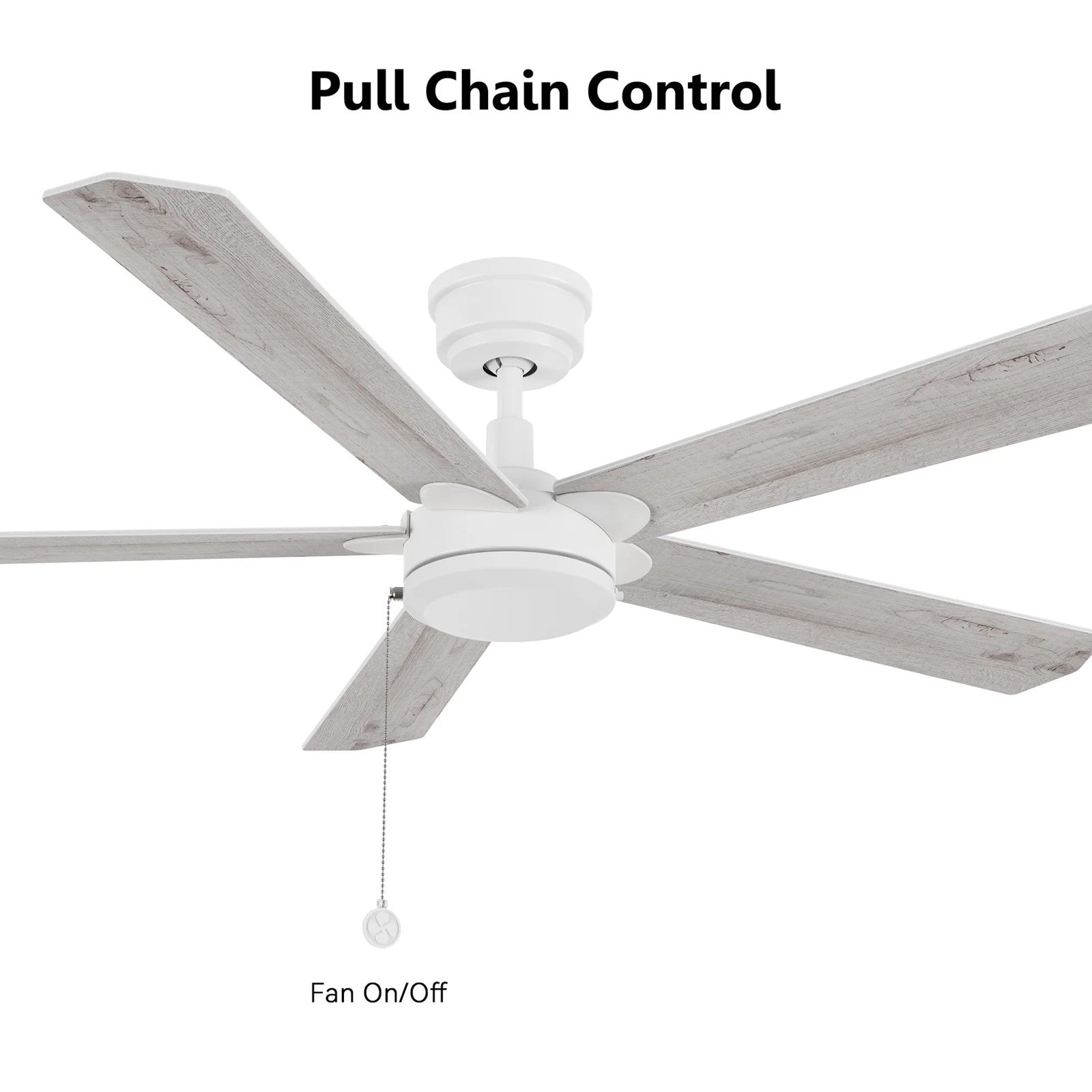 Carro Valencia 52in 5-Blade Ceiling Fan | White Whitewashed Plywood Blades | Living Room & Bedroom | 52 x 52 x 11.8 in | Model CFP525E2-N10-WP-1