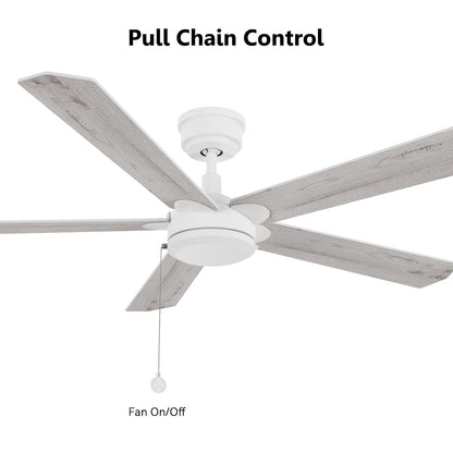 Carro Valencia 52in 5-Blade Ceiling Fan | White Whitewashed Plywood Blades | Living Room & Bedroom | 52 x 52 x 11.8 in | Model CFP525E2-N10-WP-1